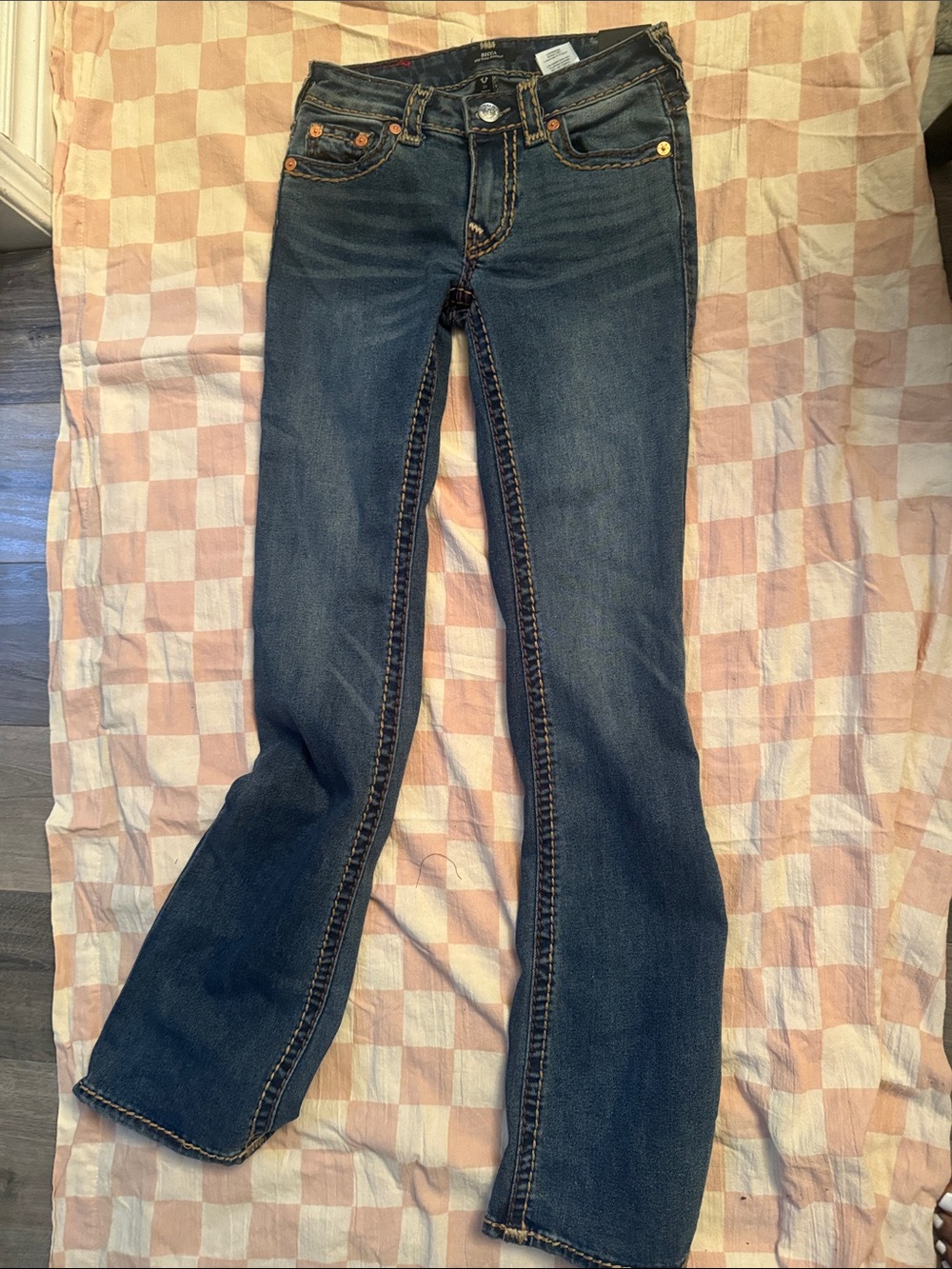 True Religion Dark Blue Flared Women's Jeans Mid-rise